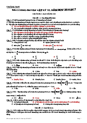 Đề cương ôn tập học kì I Vật lí lớp 12 (Có đáp án) - Năm học 2016-2017
